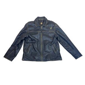 Vintage Marc New York Mens Black Leather Jacket Medium Zip-Up Classic Biker Styl